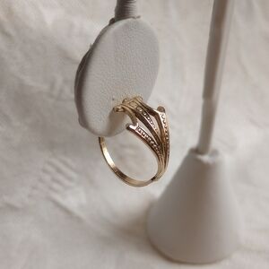 Semi Hoop Goldtone Post 3/4 In Earrings With French Beaded Ornament